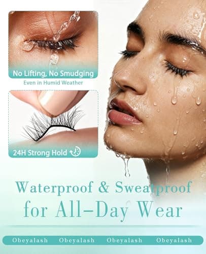 Obeyalash Self Adhesive Half Eyelashes Cat Eye, Waterproof 3/4 Corner False Lashes,5 Pairs Natural Look Stick on False Eyelashes, No Glue Needed, Wispy Glueless Lashes with Tweezers(14mm M874) - Thumbnail 4