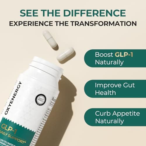 OxyEnergy GLP-1 Supplement Weight Loss Pills for Women & Men, GLP-1 Appetite Suppressant with Akkermansia Probiotic, Metabolism & Gut Health Booster, Vegan, Gluten-Free, Non-GMO, 60 Capsules - Thumbnail 2
