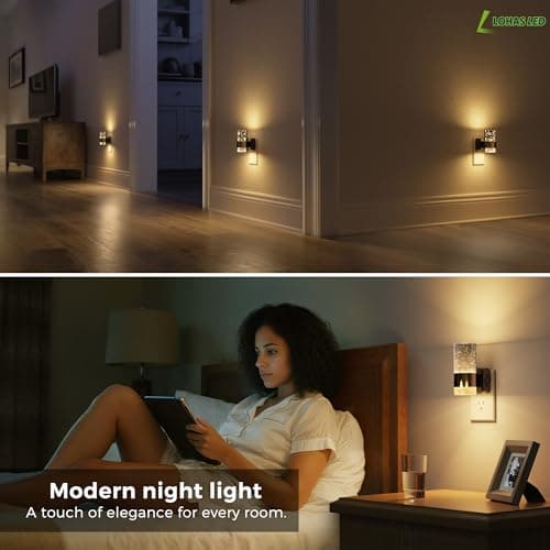 L LOHAS LED Night Lights Plug into Wall, 2 Pack Acrylic Night Light,Dimmable Nightlight with 0-100 LM Adjustable Brightness, 3000K Plug in Night Light with Dusk to Dawn Sensor, for Bathroom Hallway - Thumbnail 6