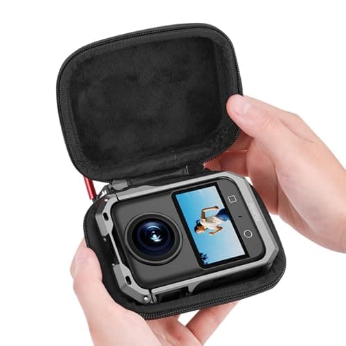 Flymile Protective Carrying Case for DJI Osmo 360 (for Cage and Lens Cap), Storage Small Bag Travel PU Hard Shell Portable Cover Protector With Carabiner & Wrist Strap Camera Accessories - Image 1