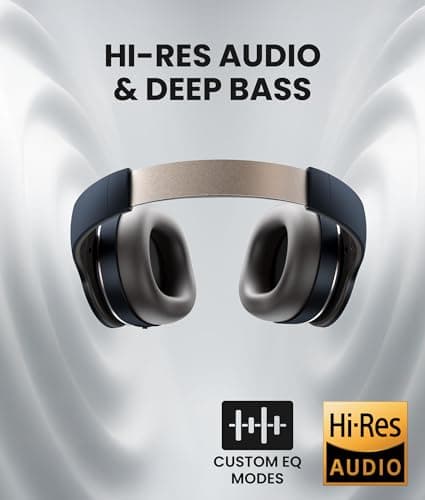 Cleer Enduro ANC Noise Cancelling Over the Ear Bluetooth Headphones with Mic, 60 Hrs Playtime, Noise Canceling, Ambient EQ Modes, Hi-Res Audio, Deep Bass, Multi-Point Connect, Bluetooth 5.0, Dark Navy - Thumbnail 2