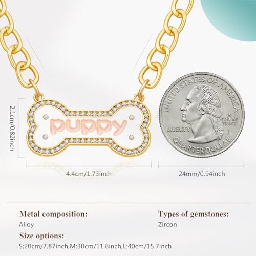 Cicy Bell Pet Dogs Cats Bow Collars | Alloy Cute Fashion Dog Necklace with Dog Bone Charm for Small Medium | Adjustable Elegant Sweet Accessories Gift for Kitten Puppy - Thumbnail 6
