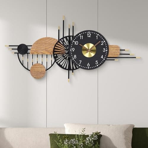 39x19 Inch Modern Silent Wall Clock Battery Powered for Living Room - Image 1