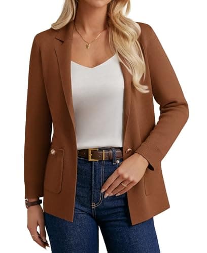 GRACE KARIN Women Sweater Blazer 2025 Long Sleeve Knit Formal Work Cardigan Soft Warm Winter for Women Brown - Image 1