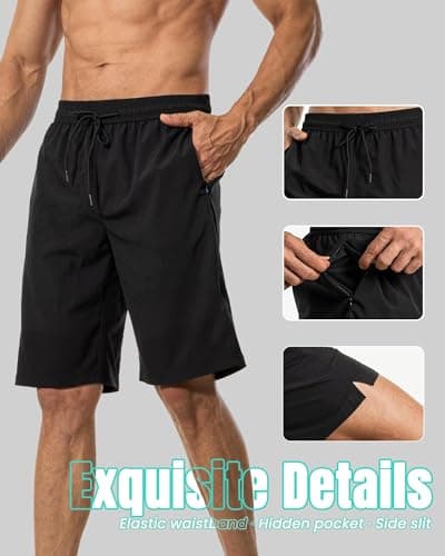 9 Inch Men Swim Trunks Compression Liner Quick Dry Swimwear Bikini Swimsuit Bathing Suit Beach Water Shorts Gym Essential Running Accessories Workout Must Have Athletic Necessities Yoga Stuff Gear - Thumbnail 6