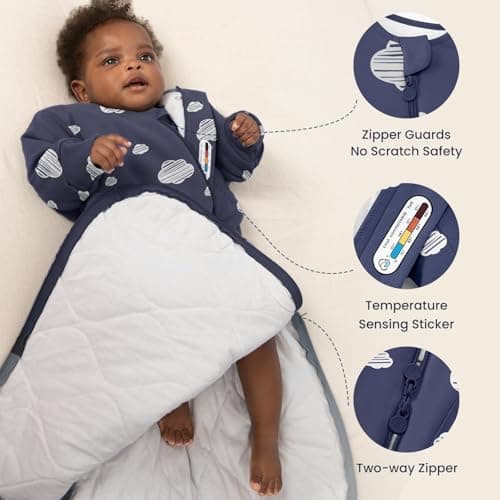 kaiya baby Unisex Sleeping Bag for Babies and Toddlers 3.5 Tog Sleep Sack 0-6 Months, Long Sleeve Sleep Sack, Wearable Blanket Baby, One Piece with Sleeves, Gifts for Toddler - Thumbnail 5
