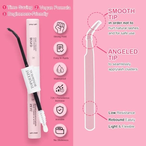 Lash Clusters Kit 3D Eyelash Clusters 10-16MM Volume D Curl Cluster Eyelash Extensions Wispy Individual Lash Extensions Kit Anime Lashes Clusters Easy to Apply 120Pcs - Thumbnail 5