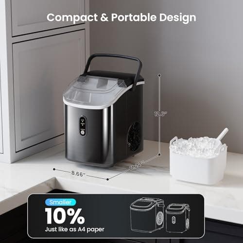 Antarctic Star Nugget Ice Maker Countertop,34Lbs/24H, One-Click Operation, Self-Cleaning, Ice Scoop&Ice Basket, Stainless Steel Pebble Ice Machine for Kitchen/Office/Bar (Steel Black) - Thumbnail 2