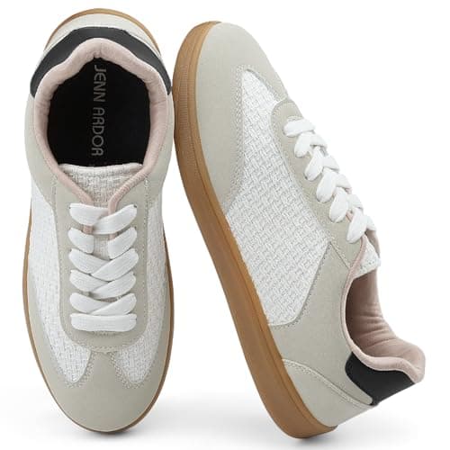 JENN ARDOR Grey Low Top Sneakers for Women Lace-up Fashion Tennis Shoes Casual Slip On Sneaker Padded Non Slip Footwear for Work, Walking, Everyday Wear 9.5 - Image 1