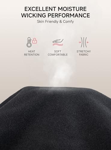 Thermal Underwear for Men Wool Long Johns Fleece Lined, Lightweight Warm Gear Set for Autumn Winter Cold Weather Top Bottom, Base Layer Thermal Long Sleeve Shirt Underpants for Running - Black M - Thumbnail 4