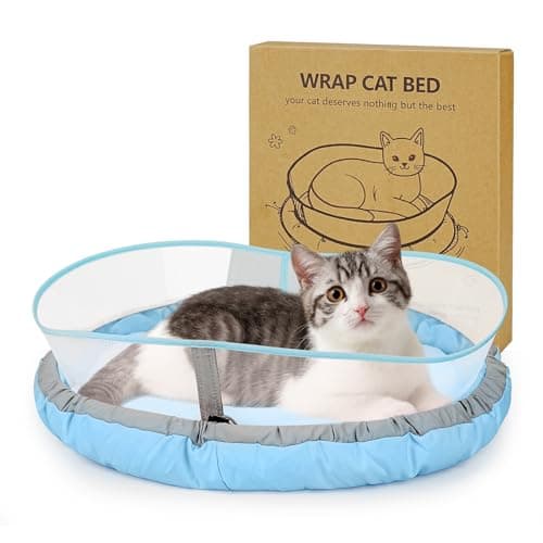 Cat Beds for Indoor Cats, Round Dog Bed for Small Dogs, Puppy, Kitten -Soft Plush Washable Cat Bed Calming with Protective Shield (Blue，18 Inches) - Image 1