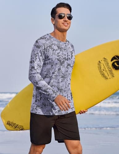 PINSPARK Men's UPF 50+ Sun Protection Shirts Quick Dry Long Sleeve Fishing Shirts for Men Lightweight Beach Swim Shirt Grey - Thumbnail 6