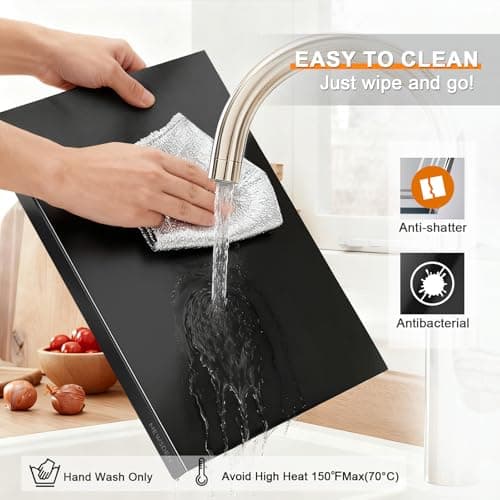 Black Cutting Boards for Kitchen, Large Acrylic Cutting Board with Counter Lip Countertop Protector, Non-Slip Tablas Para Picar Cocina, Kitchen Decor Apartment Essentials House Warming Gifts(24"x18") - Thumbnail 3
