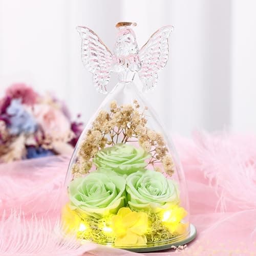 Tiaronics Mothers Day Rose Gifts for Women Preserved Flowers in Glass Angel Forever Flowers Gifts Eternal Roses Gifts for Grandma, Green - Thumbnail 4