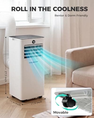 HAUSHOF Portable Air Conditioner, 10000 BTU Portable AC Unit with Cool, Fan, Dry & Sleep Mode for Rooms up to 450 sq.ft, Remote Control, 24H Timer, Window Kit & Exhaust Hose Sleeve Included, White - Thumbnail 2