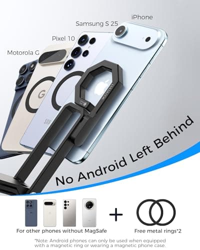 LULULOOK Rugged Magnetic Phone Tripod Stand for iPhone/Pixel 10 - Portable Strong Magnetic Phone Holder for Magsafe - Tripod Mount for iPhone 13/14/15/16/17 Pro Max & Air (Black) - Thumbnail 6