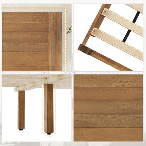 Cozyman Wood Platform Bed Frame Queen Size with Headboard, Camas Queen, Acacia Wood, No Box Spring Needed, Easy Assembly, Dark Wood - Thumbnail 6
