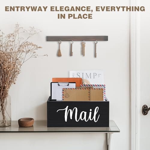 Mail Holder Countertop with 3-Slot, Mail Organizer for Desk with Removable Divider, Desktop Mail Basket Sorter Organizer, File Paper Letter Envelope Bill Holder for Office Home Entryway (Black) - Thumbnail 2