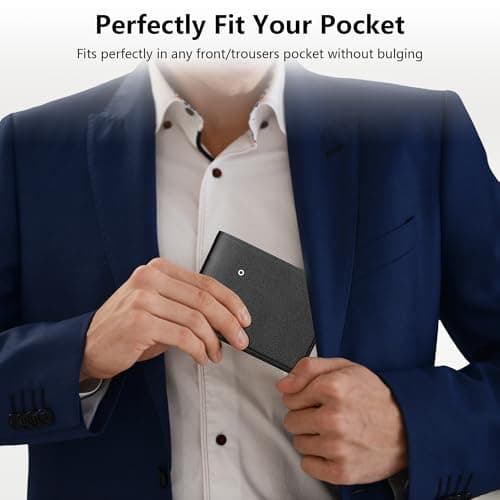 Auskang Smart Wallet For Men with Tracker, Best Gift for Men Wallet, Works with Apple Find My, RFID Blocking, Credit Card Holder, Not For Android, Black (No pattern) - Thumbnail 6