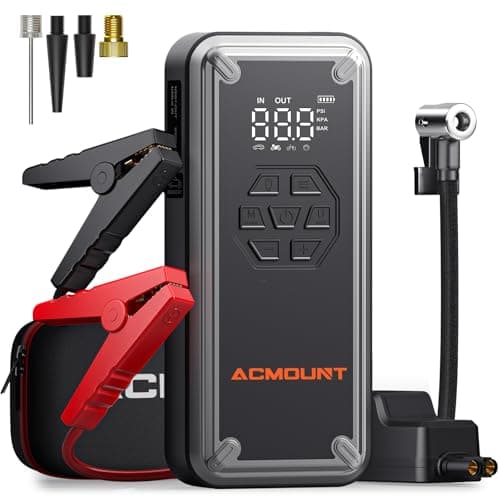 Acmount W160 Jump Starter with Air Compressor, 5000A Portable Car Jump Starter 150PSI Tire Inflator/Air Pump, 12V Battery(Up to 9L Gas/8L Diesel Engine) Jump Pack, Car Emergency Kit, Idea Gift for Man - Image 1