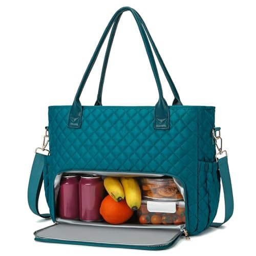 2-in-1 Lunch & Laptop Tote Bag｜15.6" Work Bags for Women｜Water-Resistant Polyester Casual｜Insulated Leakproof Lunch Compartment｜Teacher Nurse Bag｜Laptop Briefcase for Office Travel｜Dark Green - Image 1