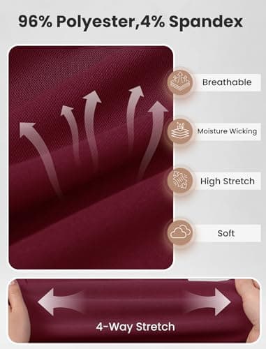 AB-Eleven Straight Leg Womens Dress Pants for, Stretchy Work Office Pants Pull on Business Casual Slacks with Pockets Wine Red - Thumbnail 4