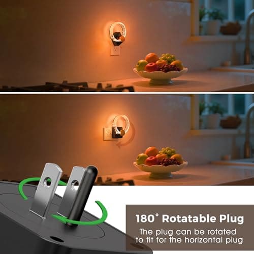 L LOHAS LED Night Lights Plug into Wall, Changing RGB Night Light with Dusk to Dawn Sensor, 180° Rotatable Bubble Nightlight Plug in Wall for Halloween, Christmas, Holiday, Hallway - Thumbnail 4