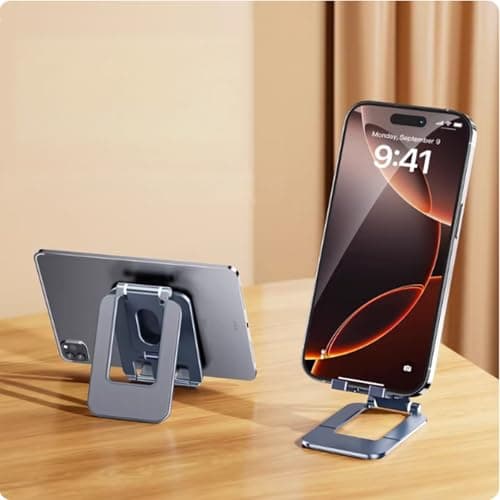 BONERUY Cell Phone Stand for Desk, Adjustable Aluminum Alloy Desktop Phone Holder, Portable Metal Phone Stand Foldable for for iPhone 17 16 15 14 Pro Max, Galaxy S26 and Other Phones - Thumbnail 2