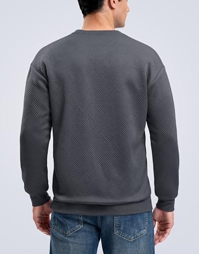 G Gradual Mens Sweatshirt Geometric Textured Crewneck Sweater Long Sleeves Casual Dressy Pullover Shirts, Metallic Grey, 2XL - Thumbnail 3