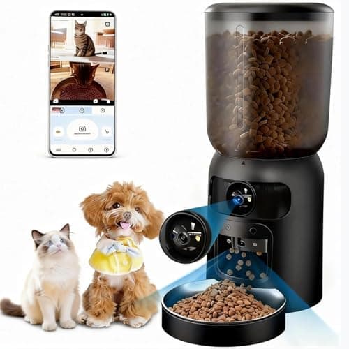 Voxblend Automatic Cat Feeder with Dual Camera, 5G WiFi App Control: 5L Automatic Dog Food Storage Container with 2K HD Video and Laser Pet Toy, Dual Power Timed Smart Pet Food Dispenser for Cats&Dogs