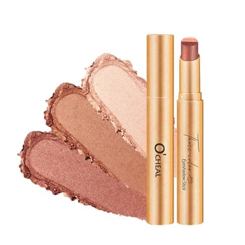 O'CHEAL 3 Color Gradient Eyeshadow Stick Matte Shimmer Waterproof Long-lasting Crease-proof & easy to apply, suitable for dailymakeup touch-ups，Eye shadow pen for Make Up 03#Fine Glitter Orange