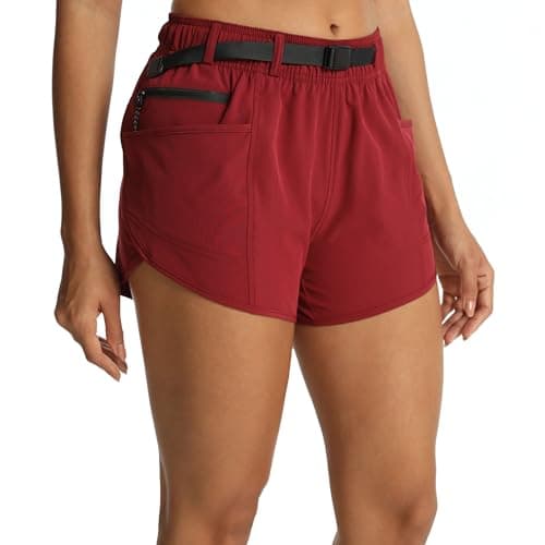 zsenoxaxi Women’s Hiking Shorts with Pockets Lightweight Stretch Workout Shorts for Outdoor Travel Camping(Wine Red,XXL) - Image 1