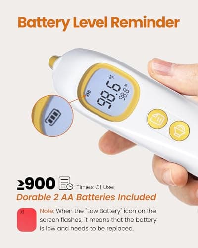 Ear Thermometer, Highly Accurate Thermometer for Kids, Adults and Toddlers, 32 Memory Recall, 1s Fast, 3 Color Fever Alarm with Mute Mode, 21 Disposable Probe Covers - Thumbnail 4