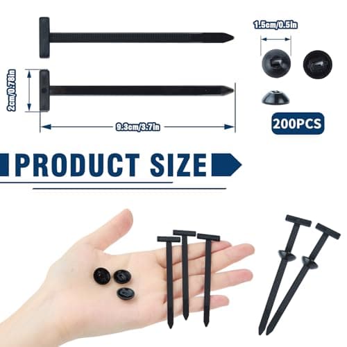 200 PCS Nylon Universal Cable Tie Buckle, Multi-Functional Black Zip Ties with Pin & Button, Snap-Fit Nylon Fastening Clip for Car Repairs,Home,Garden,Workshop - Thumbnail 3