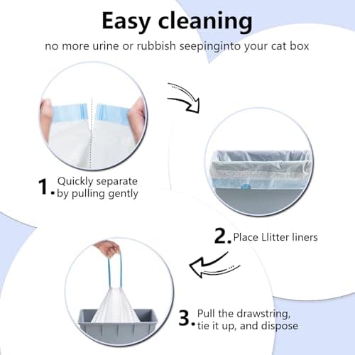 120 Count Self-Cleaning Cat Litter Box Liners Bag, Compatible with MeoWant-SCO1 and MeoWant-SCO2, Thick Heavy Duty Drawstring Replacement Cat Litter Box Liners-18"x 12.6" - Thumbnail 6