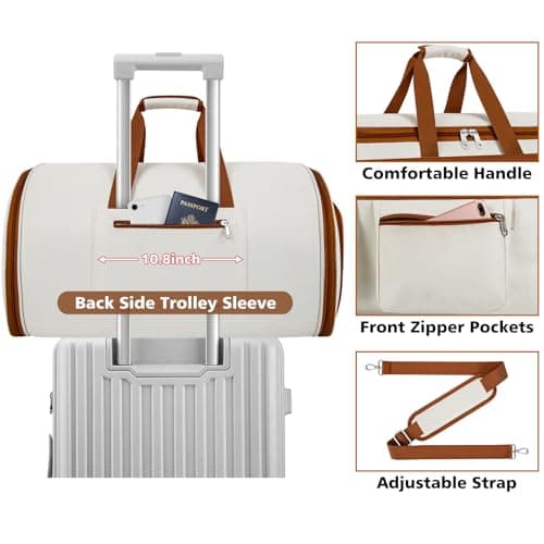 Convertible Garment Duffel Bags for Travel - Carry on Garment Duffle with Toiletry Bag Storage Bag Large Travel Duffel Bag 2 in 1 Hanging Suit Bag Weekender Bag for Men Women 3pcs Set - Thumbnail 4