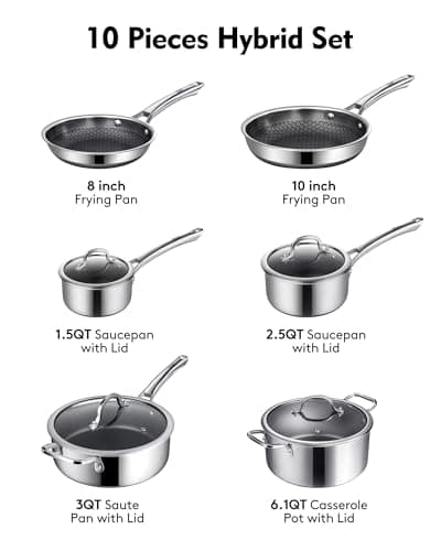 SNOWCLAD Pots and Pans Set Non Stick | Stainless Steel Kitchen Cookware - Thumbnail 4
