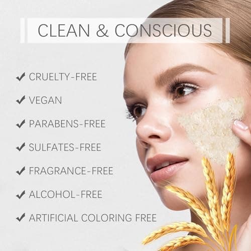 Bmrewax Rice Face Mask, Gentle Exfoliating Wash Off Facial Mask for Dull, Rough Skin, Pore Clearing, Remove Dead Skin Cells for All Skin Types 3.53 Fl Oz - Thumbnail 4