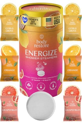 Body Restore Shower Steamers Aromatherapy 6 Pack – Fathers Day Gift for Dad, Birthday Gifts for Men, Relaxation Stress Relief Self Care – Premium Citrus Essential Oil Tablets - Image 1