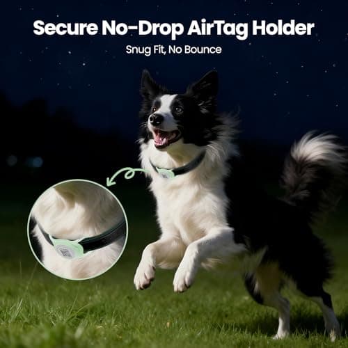 for Airtag Dog Collar Holder with QR Code ID Tag, Glow in The Dark, Fluorescent Silicone for Airtag Case for Dog Collars, Scan Instant Alert, Emergency Contact, Pet Online Profile (Green) - Thumbnail 6