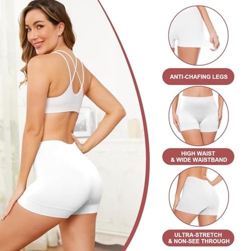 UUMIAER 3 Pack Slip Shorts for Under Dresses, Anti Chafing Women Boyshort Shapewear Yoga Biker Shorts - Thumbnail 5