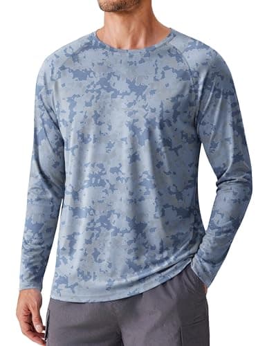 PINSPARK Mens UV Protection Shirts Long Sleeve Fishing Shirts Camo Rash Guard Swim Shirt Quick Dry Athletic Workout Tshirts - Image 1