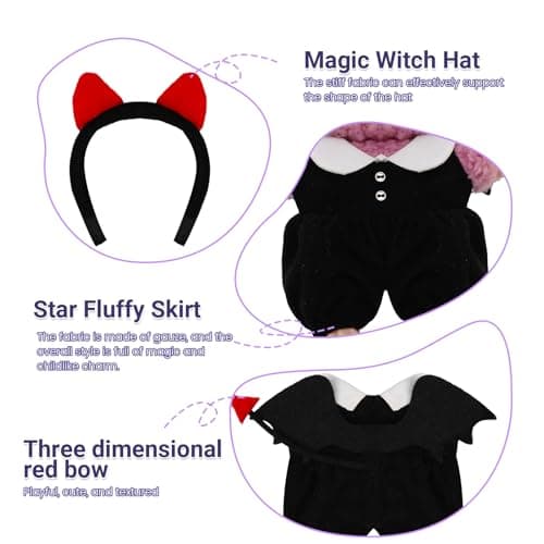 Halloween Red Devil Costume Clothes Set with Horn Headband for 15-17cm (4 Inch) Blind Box Dolls - Thumbnail 3