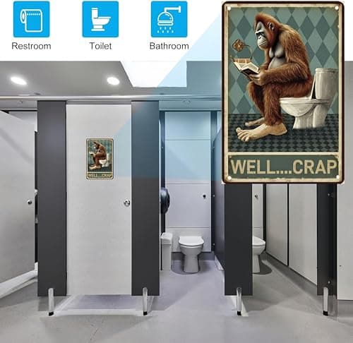 Carastora Funny Metal Tin Sign - "WELL CRAP" with Sarcastic Quote - 8x12 Inch Vintage Bathroom Wall Decor, Perfect for the home, cafe, bar or guest restroom. - Thumbnail 3