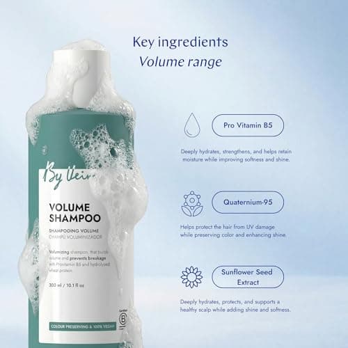 By Veira, Volume Shampoo 10.1 Fl Oz, Provitamin B5/Wheat protein Builds Volume & Prevents Breakage, Color preserving, 100% vegan & Sulfate/Silicone free - Thumbnail 2