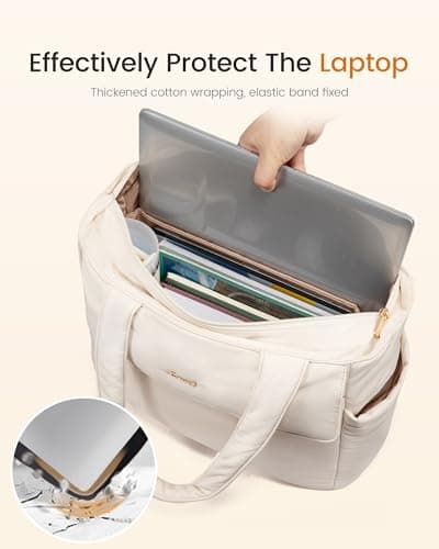 LOVEVOOK Laptop Bag for Women, 17.3Inch Puffer Multiple Pockets Work Tote Bags Large Computer Bag Purse for Teacher Nurse, Quilted Lightweight Casual Shoulder Bag for Travel, Daily - Thumbnail 5