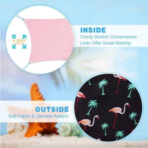 Cozople Boys Swim Trunks Size 8 Summer Quick Dry UPF50+ Beach Swim Shorts Funny Flamingo Beach Surf Shorts Swimsuit with Stretchy Boxer Brief Liner Swimwear for Beachwear Size 7 - Thumbnail 4