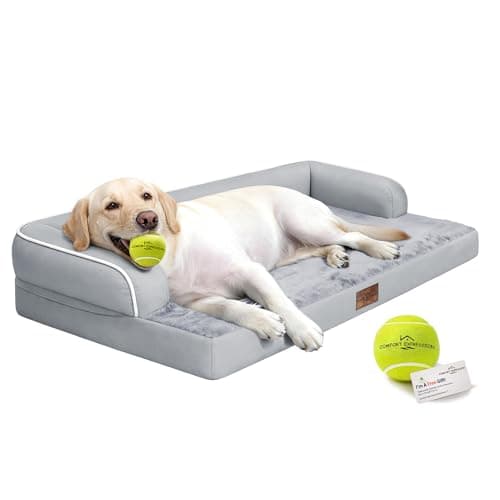 Comfort Expression Washable Orthopedic Large Dog Bed - Jumbo Large Dog Bed with Removable & Waterproof Cover Soft Pet Couch with Foam Support for Big Size Dogs with Bolster, 45x35 - Image 1