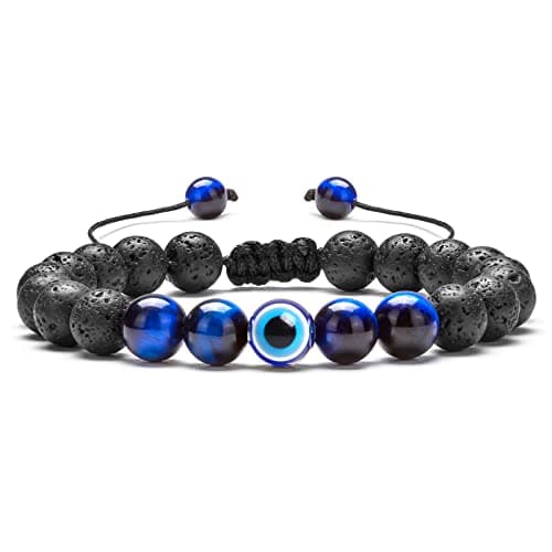 Evil Eye Bracelets for Men Women,Tigers Eye Bracelets for Men,Easter Basket Stuffers,St Patricks Accessories,Graduation Gifts for Her/Him - Image 1