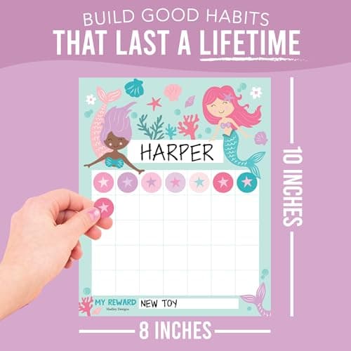 Sticker Chart for Kids Behavior at Home & Classroom - 25 Reward Chart for Kids Incentives, Gold Star Sticker Sheets, Mermaid Incentive Charts for Classroom Must Haves - Thumbnail 5
